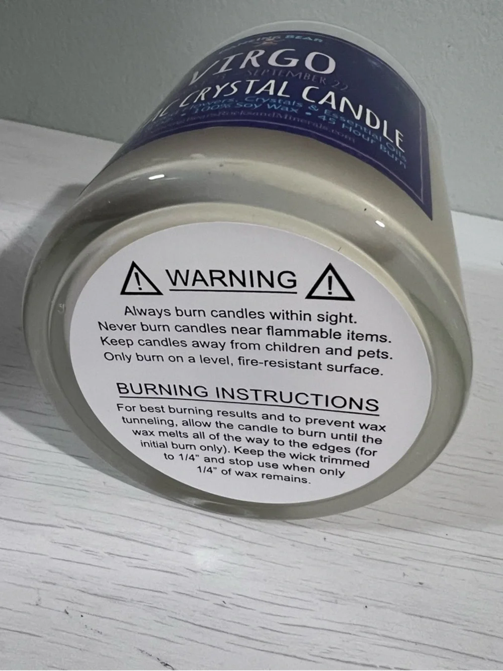 Dancing Bear Virgo Zodiac Crystal Soy Wax Candle 8oz